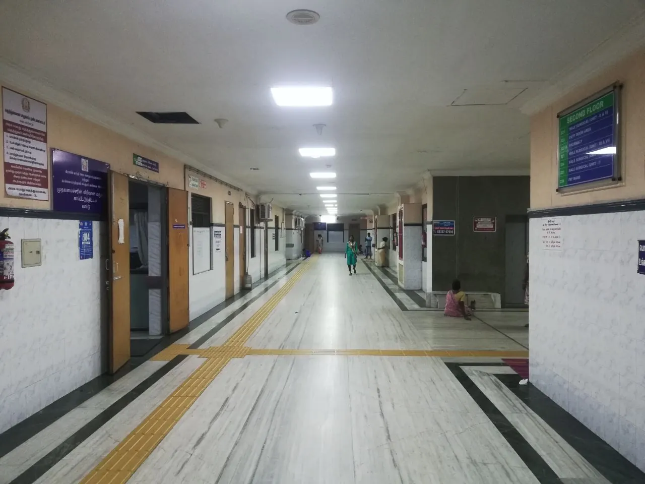 Corridor at a working hospital in Chennai